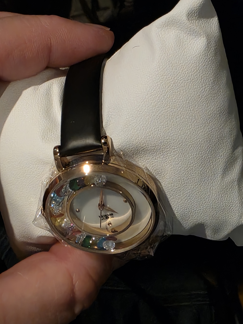 Invicta Gold-Tone Watch with Mother-of-Pearl Dial and Multicolor Gem Accents - Picture 3 of 3